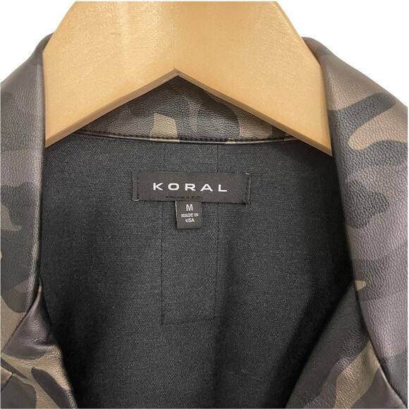 NWOT KORAL Specter Camo Metallic Vegan Faux Leather Moto Jacket Medium - Picture 7 of 16